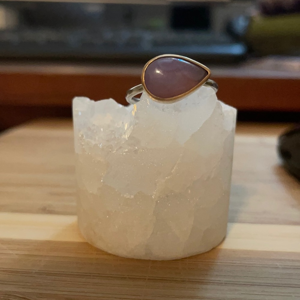 Sterling & 10k YG lavender chalcedony ring